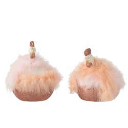 Lot de 2 poules en céramique rose 17x17x22 cm