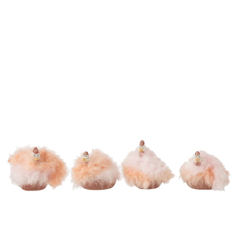 Lot de 4 poules en céramique rose 7x7x12 cm Lot de 4 poules en céramique rose 7x7x12 cm
