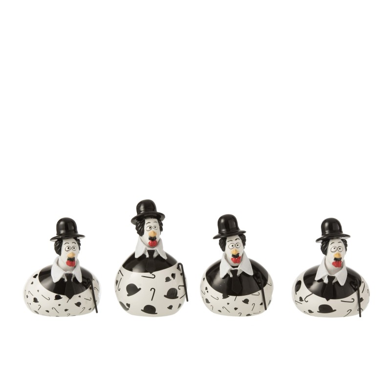 Lote de 4 gallinas de cerámica 7x7x11 cm