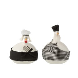 Lot de 2 poules en céramique blanc 17x17x22 cm