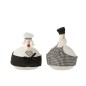 Lot de 2 poules en céramique blanc 17x17x22 cm