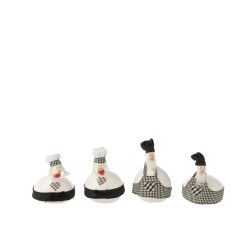 Lot de 4 poules en céramique blanc 7x7x12 cm