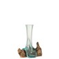 Vase haut en verre sur pied en bois de Gamal naturel Vase haut en verre sur pied en bois de Gamal naturel