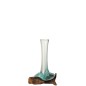 Vase en verre sur pied en bois de gamal marron 15x9x21 cm Vase en verre sur pied en bois de gamal marron 15x9x21 cm