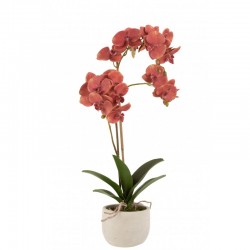Orchidée artificielle en textile rouge 32x32x57 cm