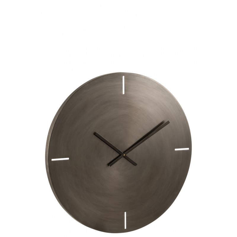 Horloge ronde en métal gris 77x4x77 cm