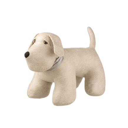 Parador de puerta para perros en tela beige de 68x31x47 cm