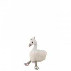 Decoración de cisne en textil blanco 15x10x20 cm