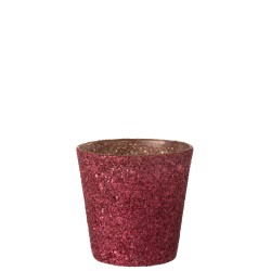 Cache pot en verre rouge 15x15x15 cm