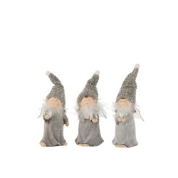 Set de 3 ángeles de resina gris 11x8x15 cm