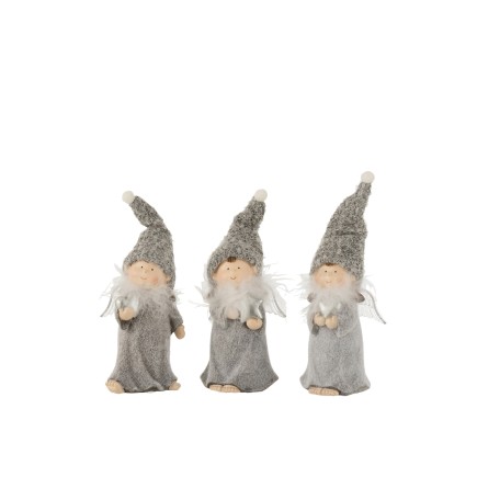 Set de 3 anges en résine gris 11x8x15 cm