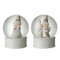 Set de 2 boules à neige avec enfant en résine argent 20x20x13 cm Set de 2 boules à neige avec enfant en résine argent 20x20x13 cm