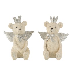 Juego de 2 huchas de osos de resina plateada de 23x14x18 cm
