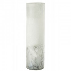 Vase cylindrique en verre blanc 11x11x40 cm