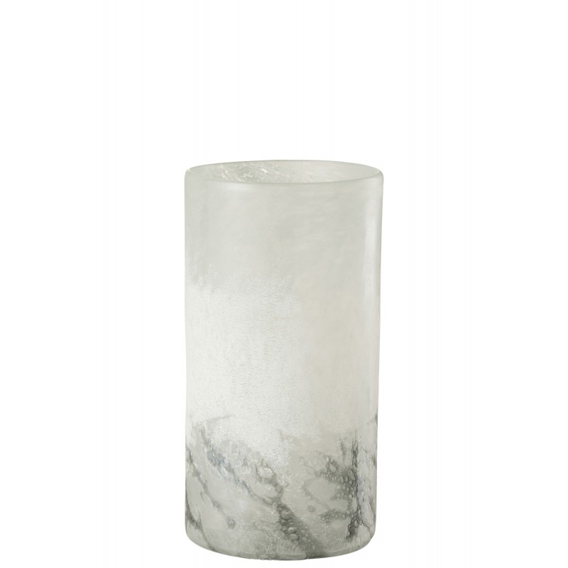 Vase cylindrique en verre blanc 15x15x28 cm