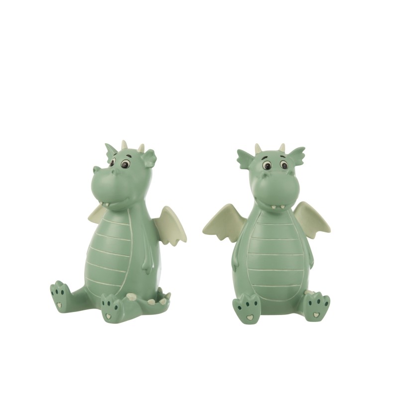 SET DE 2 SERRE-LIVRES DRAGON RESINE VERT