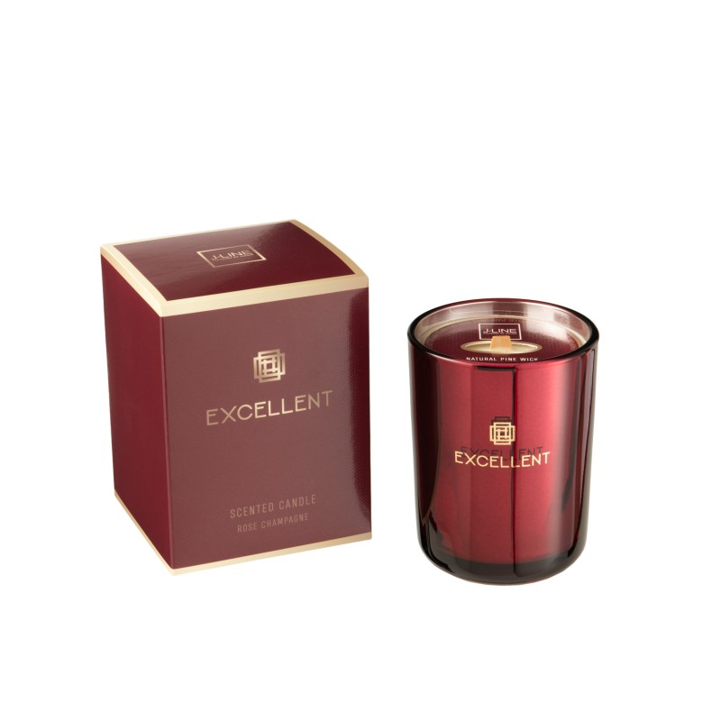 Vela perfumada de 50 horas en vidrio rojo de 8x8x11 cm