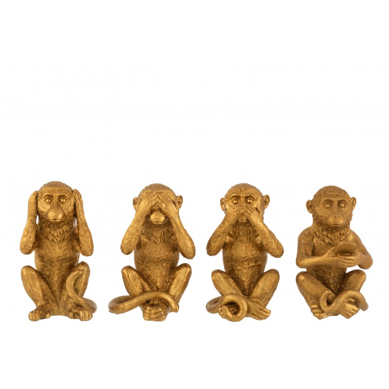 Les 4 singes de la sagesse doré 12 cm