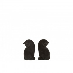 2 sujetalibros de gato de resina negro 18.5x7.5x16 cm
