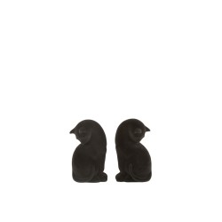 2 sujetalibros de gato de resina negro 18.5x7.5x16 cm