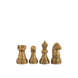Conjunto de 4 piezas de ajedrez de resina dorada de 9x9x20 cm