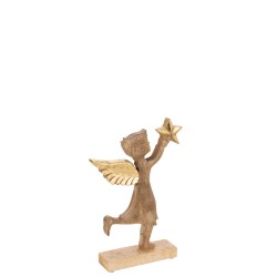 Ángel de Navidad de madera natural 19x3x32 cm