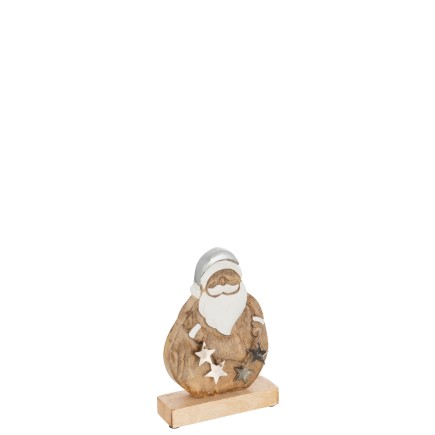 Père Noël sur socle en bois naturel 14x4.5x21 cm