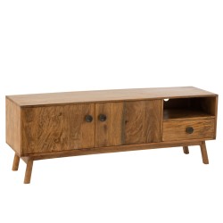 Mueble de televisión de 2 puertas de madera marrón de 152x40x55 cm