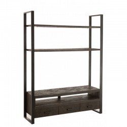 Mueble y estanterías para televisión de madera negra de 150x45x200 cm