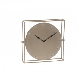 Reloj cuadrado orientable de metal plateado de 33x7x33 cm