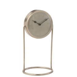 Reloj de mesa retro de metal plateado de 18x18x36 cm