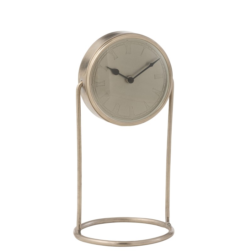 Reloj de mesa retro de metal plateado 18x18x36 cm