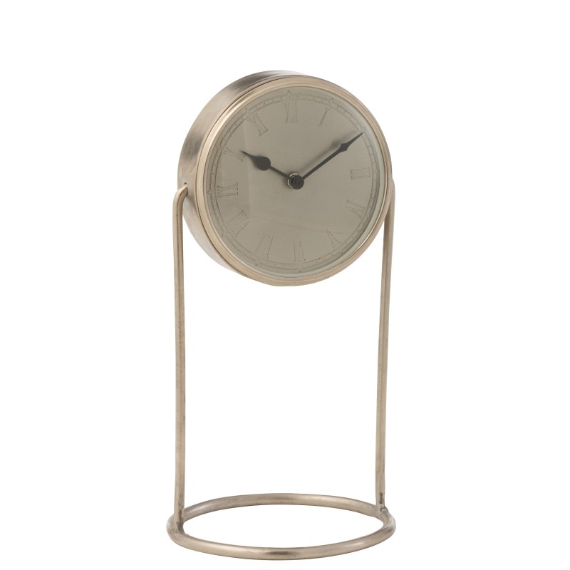 Reloj de mesa retro de metal plateado de 18x18x36 cm