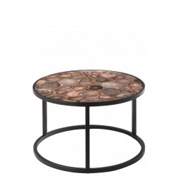 Table de salon ronde en métal noir 60x60x38 cm