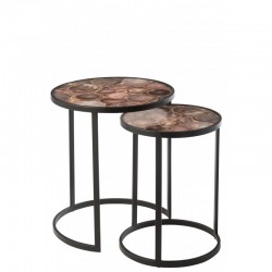 Set de 2 tables gigognes en métal noir 45x45x50 cm