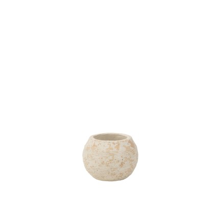 Vaso di fiori in cemento crema 17x17x13 cm