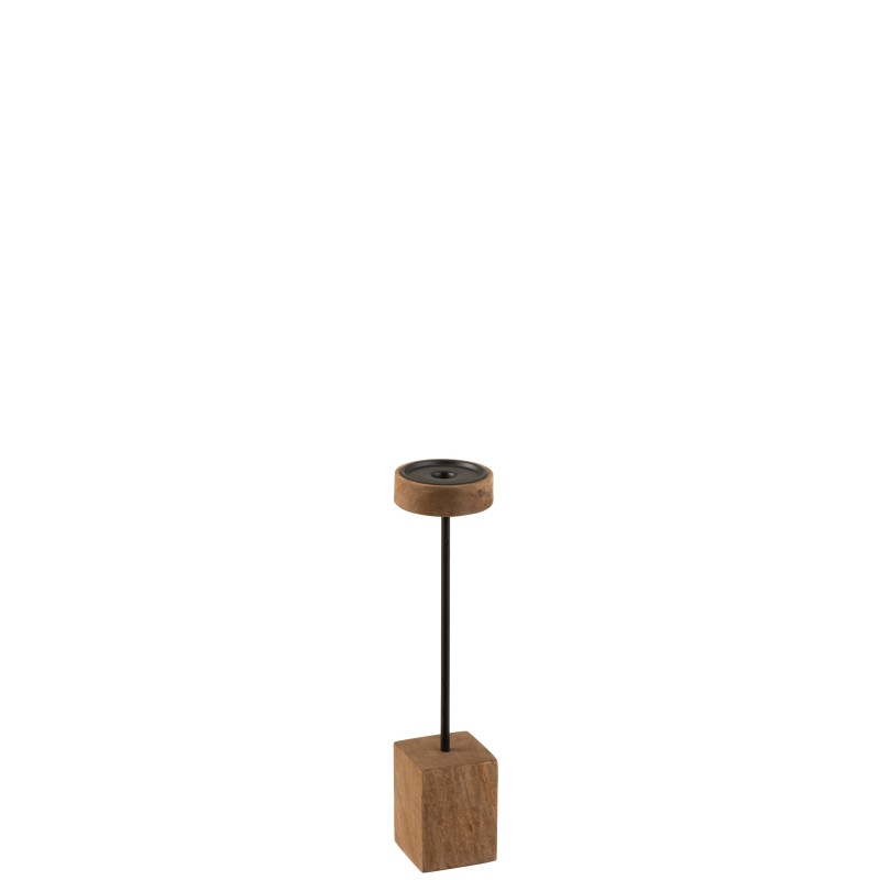 CHANDELIER SUR PIED CARRE BOIS DE MANGUIER/METAL NATUREL SMALL