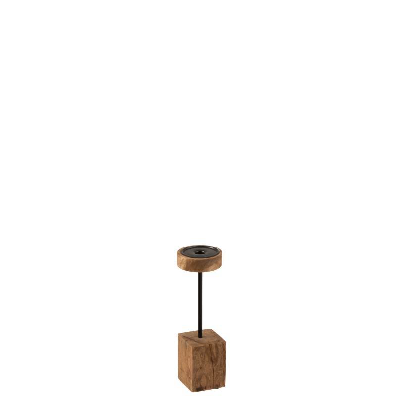 Chandelier sur socle en bois naturel 10x10x33 cm Chandelier sur socle en bois naturel 10x10x33 cm