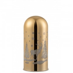 Cylindre décoratif de Noël avec led en verre doré 7x7x15 cm