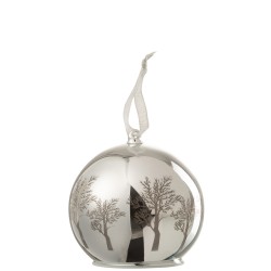 BOULE DE NOEL LED ARBRES VERRE ARGENT