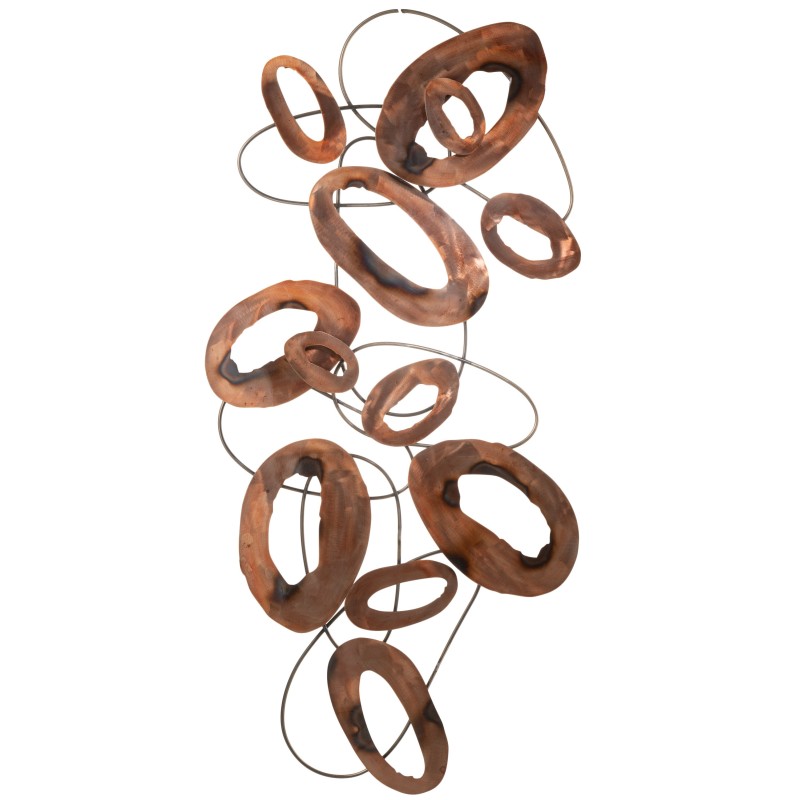 Decoración de pared de óvalos de metal marrón 65x136x6 cm