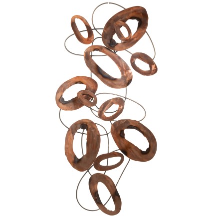 Decoración de pared de óvalos de metal marrón 65x136x6 cm