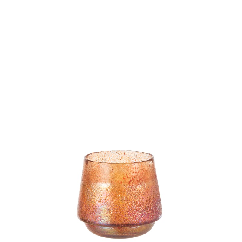 Portavelas de vidrio naranja 22x22x19 cm