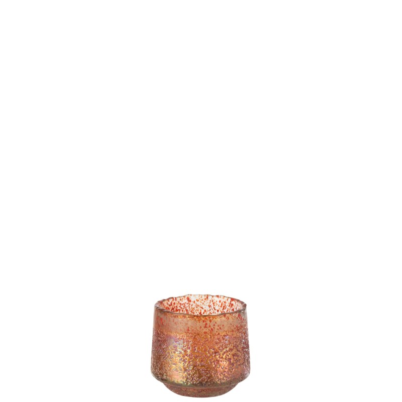 Portavelas de vidrio naranja 14x14x13 cm