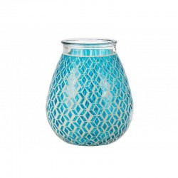 Vase cylindrique mosaiques en verre azur 25x25x28 cm