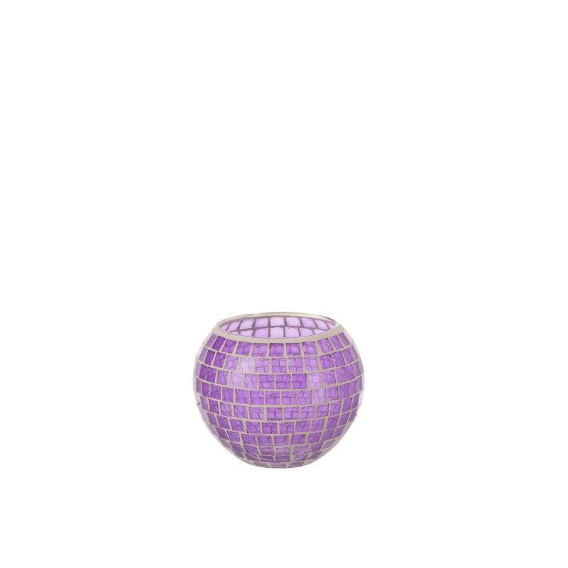 Portavelas de vidrio morado 15x15x12 cm