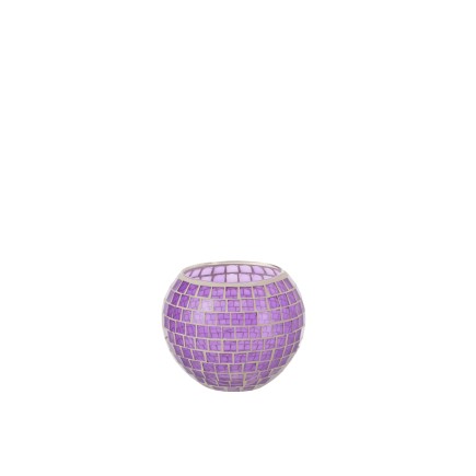 Photophore en verre mauve 15x15x12 cm