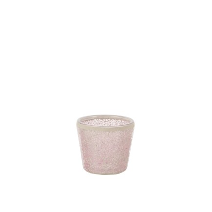 Photophore en verre rose 13.5x13.5x12 cm