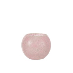PHOTOPHORE MOSAIQUES ROND VERRE ROSE LARGE