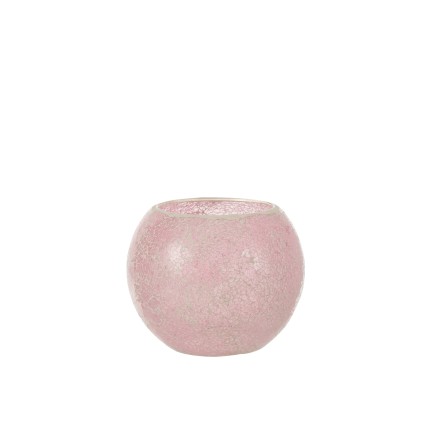 PHOTOPHORE MOSAIQUES ROND VERRE ROSE LARGE